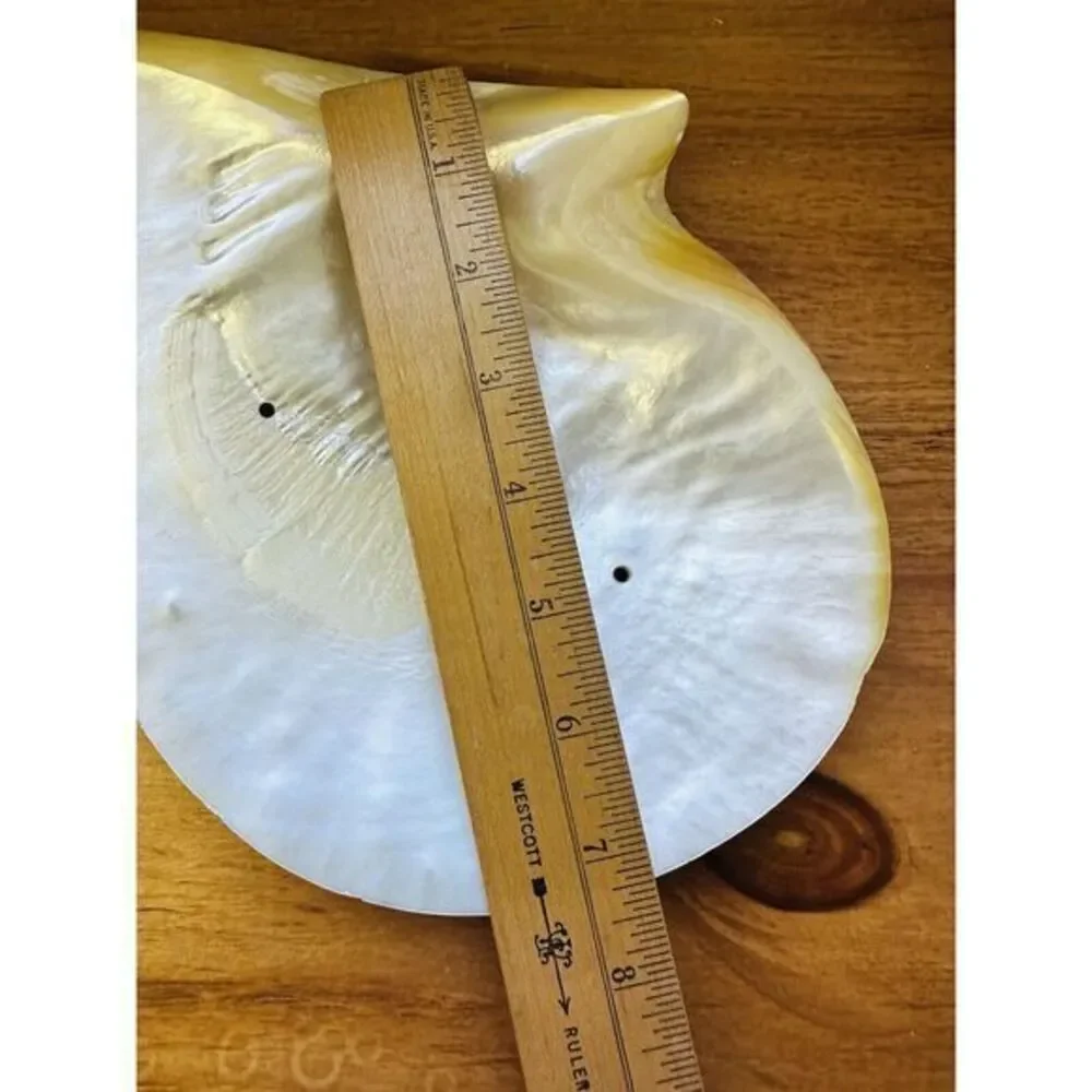 Vintage Large Genuine‎ Mother Of Pearl Sea Shell Caviar Dish Trinket Tray Plate